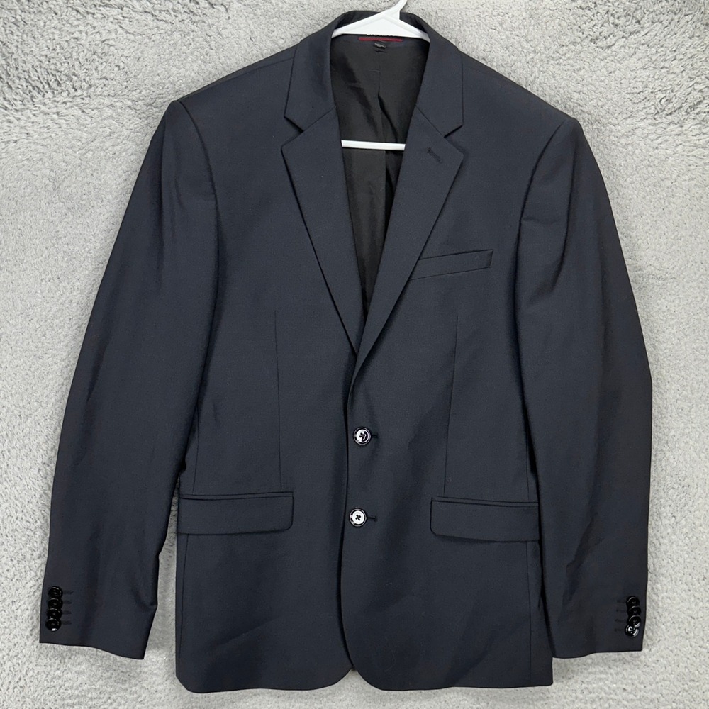 Express Mens Performance Sport Coat Blazer 36S Black Slim Fit Stretch Wool Blend